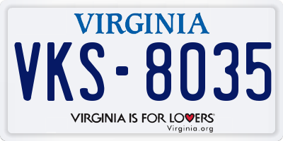 VA license plate VKS8035