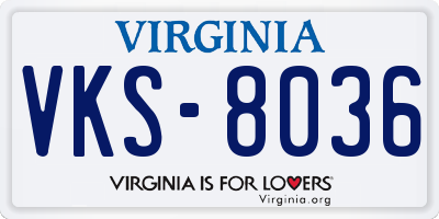 VA license plate VKS8036