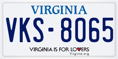 VA license plate VKS8065