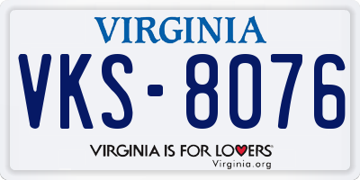 VA license plate VKS8076