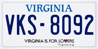VA license plate VKS8092
