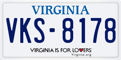 VA license plate VKS8178