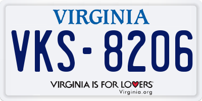 VA license plate VKS8206