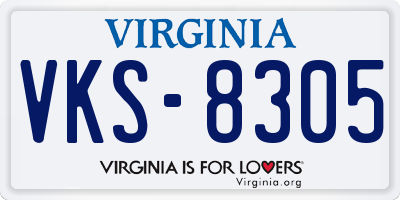 VA license plate VKS8305