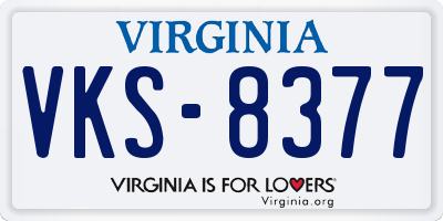 VA license plate VKS8377
