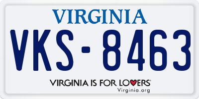 VA license plate VKS8463