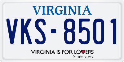 VA license plate VKS8501