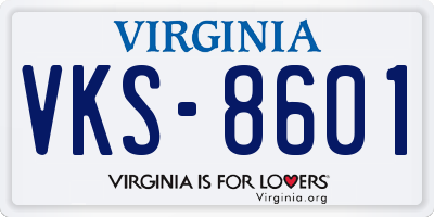 VA license plate VKS8601