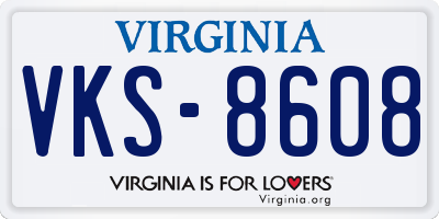 VA license plate VKS8608