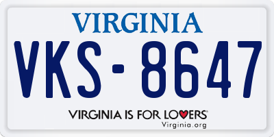 VA license plate VKS8647