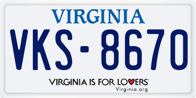 VA license plate VKS8670