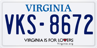 VA license plate VKS8672