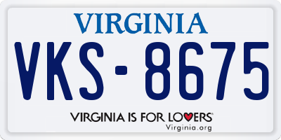 VA license plate VKS8675