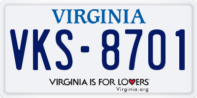 VA license plate VKS8701