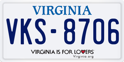 VA license plate VKS8706