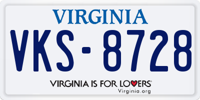 VA license plate VKS8728