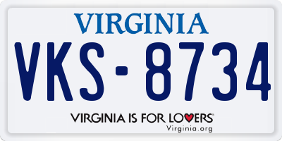 VA license plate VKS8734