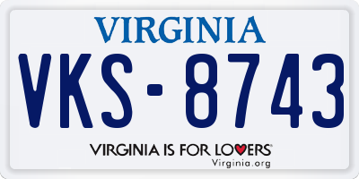 VA license plate VKS8743