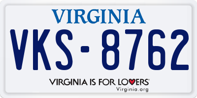 VA license plate VKS8762