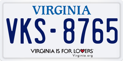 VA license plate VKS8765