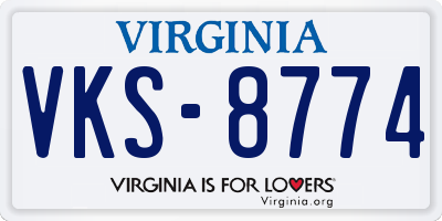 VA license plate VKS8774