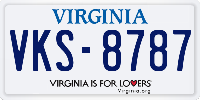 VA license plate VKS8787