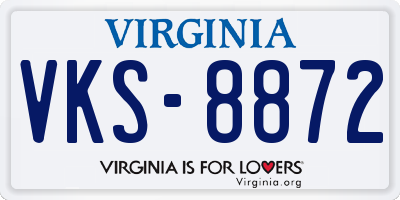 VA license plate VKS8872