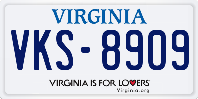 VA license plate VKS8909