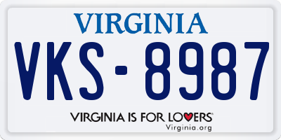 VA license plate VKS8987