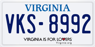 VA license plate VKS8992