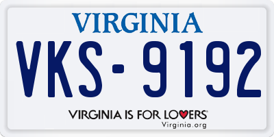 VA license plate VKS9192