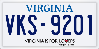 VA license plate VKS9201