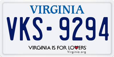 VA license plate VKS9294