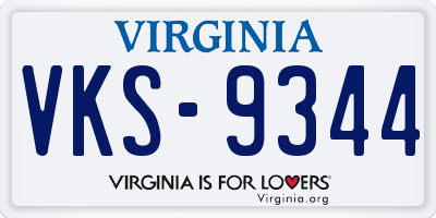 VA license plate VKS9344