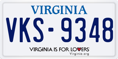 VA license plate VKS9348