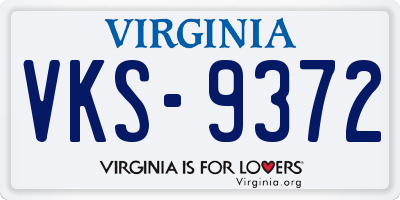VA license plate VKS9372