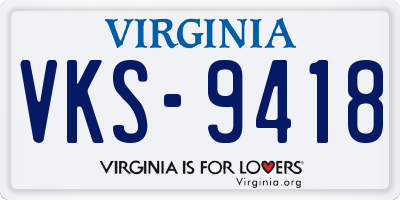VA license plate VKS9418