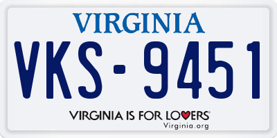 VA license plate VKS9451