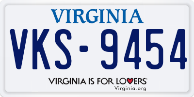 VA license plate VKS9454