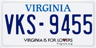 VA license plate VKS9455