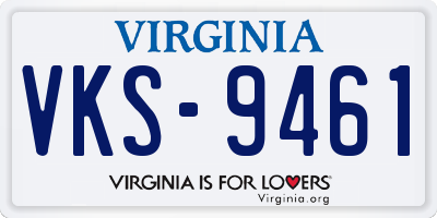 VA license plate VKS9461
