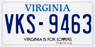 VA license plate VKS9463