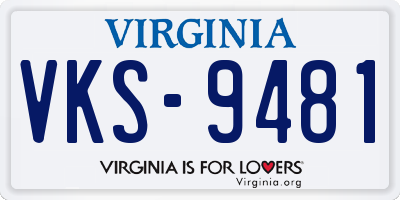 VA license plate VKS9481