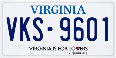 VA license plate VKS9601