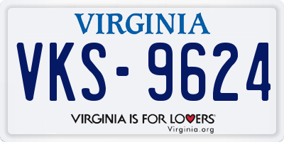 VA license plate VKS9624