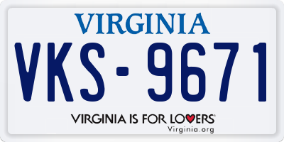 VA license plate VKS9671