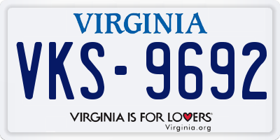 VA license plate VKS9692