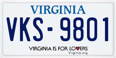 VA license plate VKS9801