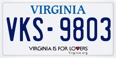 VA license plate VKS9803