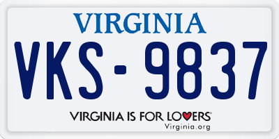 VA license plate VKS9837